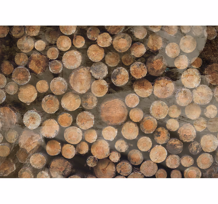 Texture wall mural wooden log arrangement - TenStickers