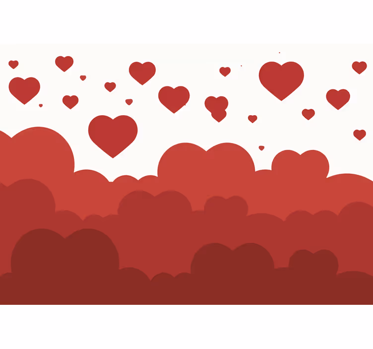 Love wall mural floating heart clouds - TenStickers