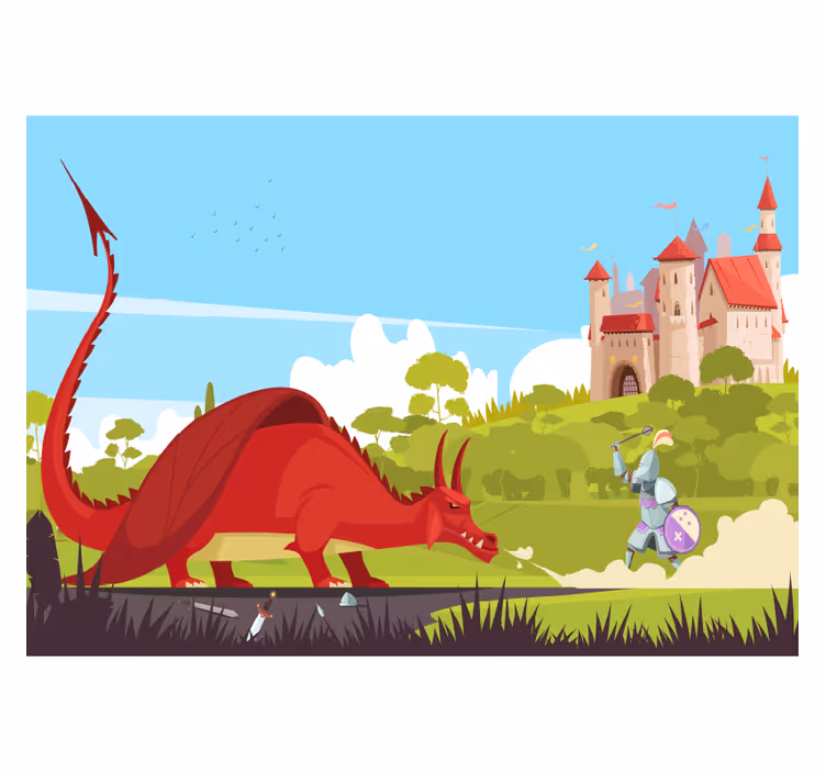 Dragon and knight Kids wall Murals - TenStickers