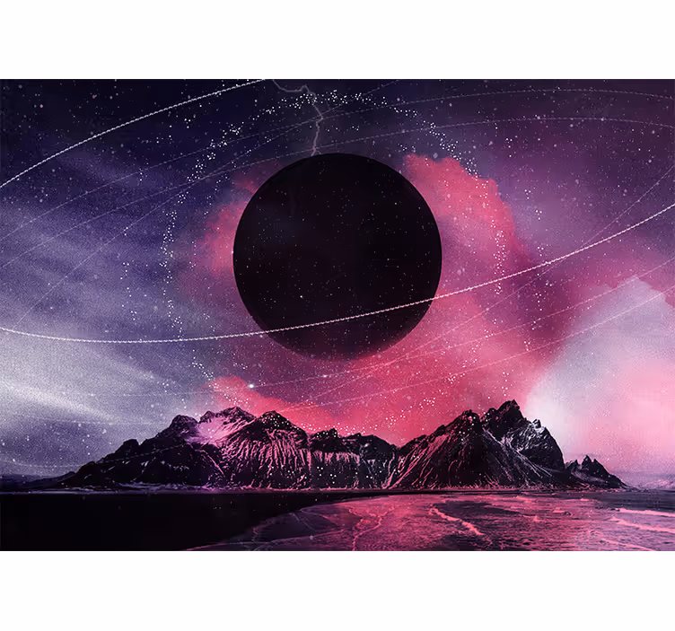 Mountains with Planets space wall mural - TenStickers