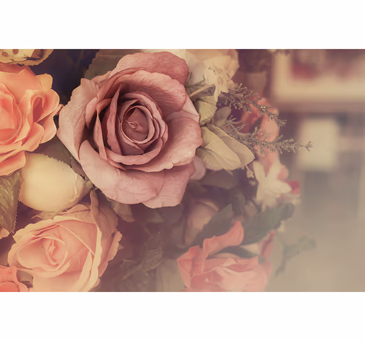 Vintage style roses and thistles wall mural - TenStickers