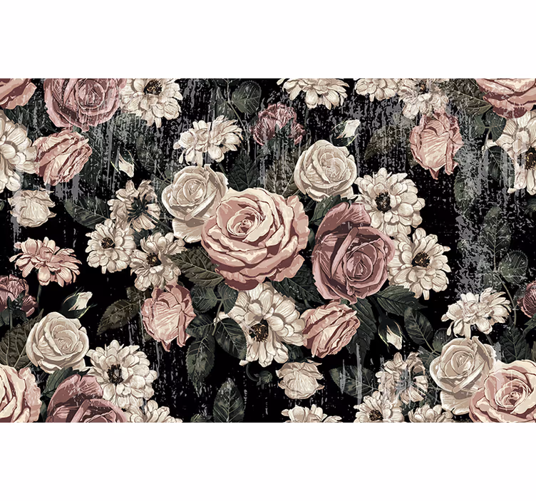 Painting style plants with vintage look mural - TenStickers
