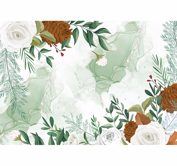 Flower wall mural elegant floral design - TenStickers