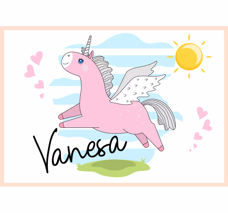 Pink unicorn in cloud custom wall mural - TenStickers