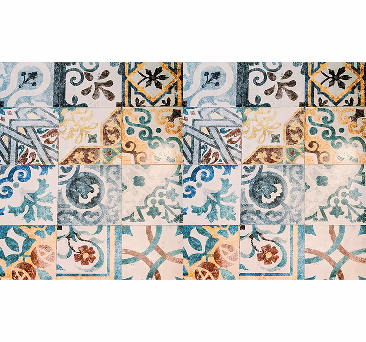 Texture wall mural intricate tile designs - TenStickers