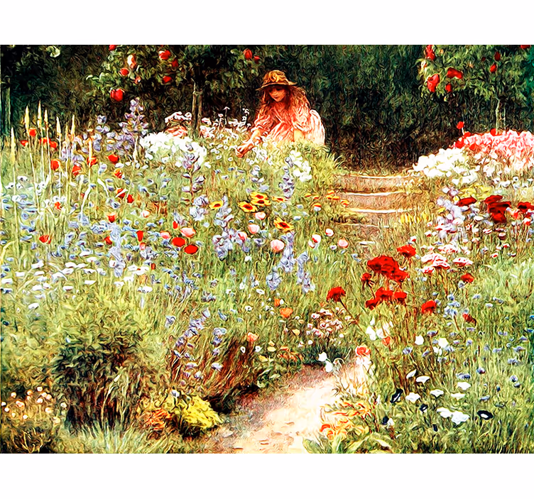 Vintage garden "cottagecore" style wall mural - TenStickers