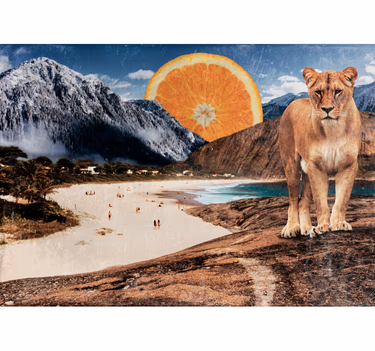 Surreal landscape lion wall mural - TenStickers