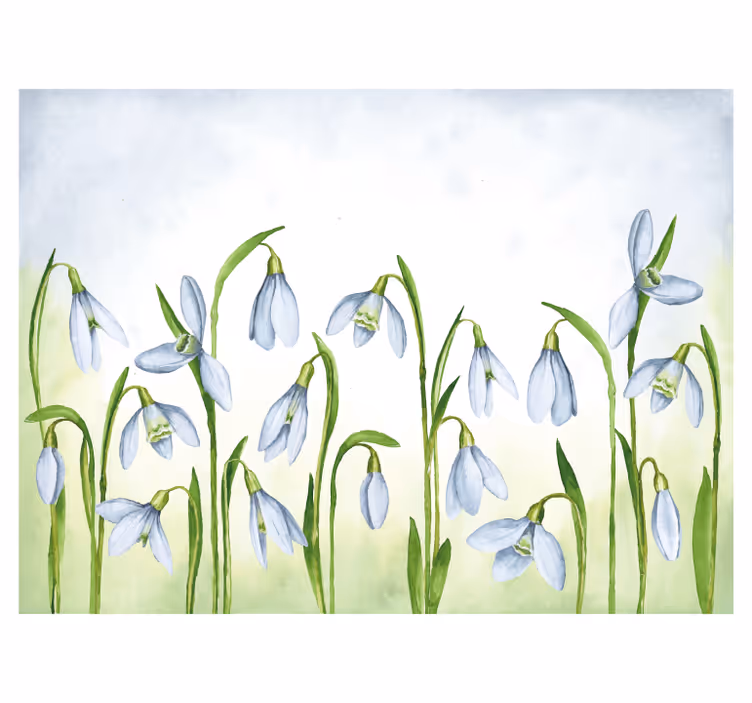 Beautiful snowdrops flower design wall mural - TenStickers