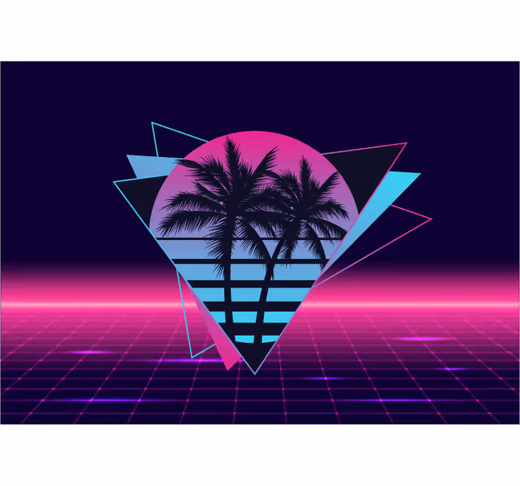 Phrase wall mural retro palm geometry - TenStickers