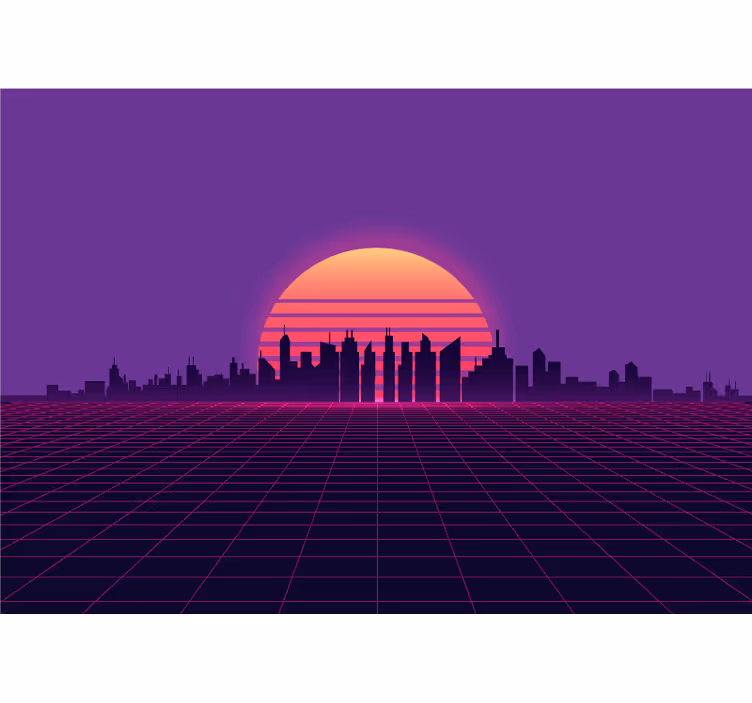 Vaporwave sunset 80s style vintage wall mural - TenStickers