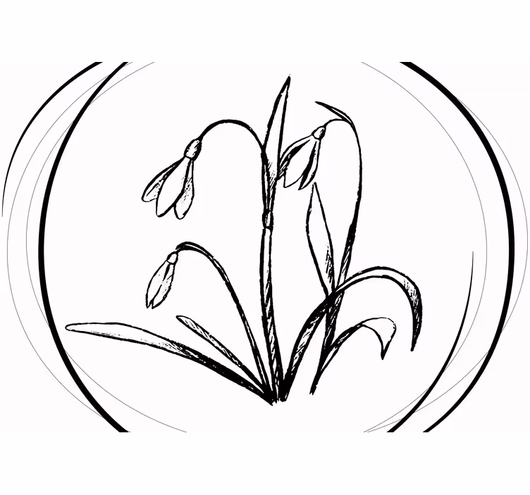 Cute drawing snowdrop  circle wall mural - TenStickers
