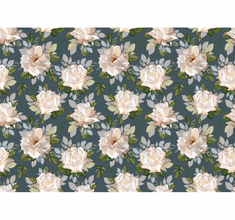 Flower wall mural rose floral pattern - TenStickers