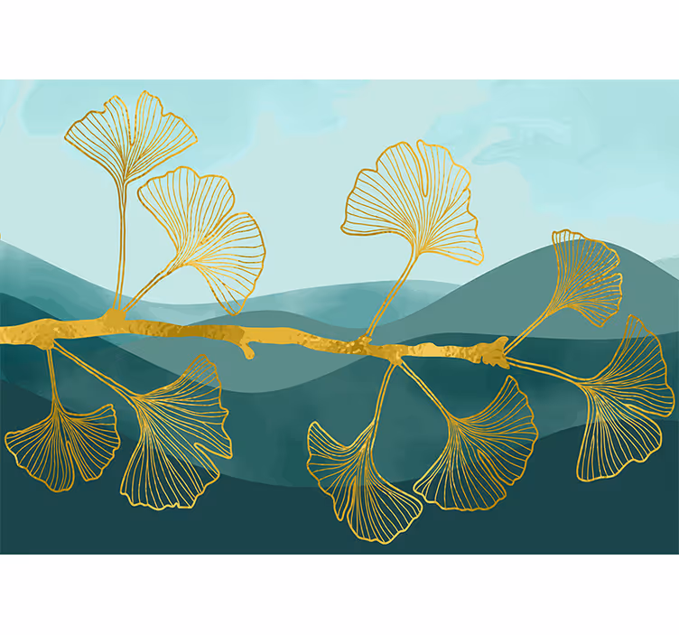 Flower wall mural ginkgo leaf design - TenStickers