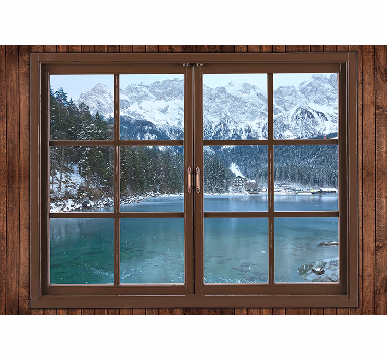 Beautiful lake and mountains 3D Wall Mural - TenStickers