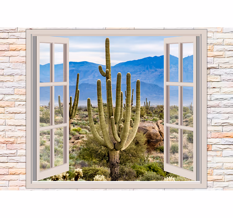 Nature wall mural desert cactus landscape - TenStickers