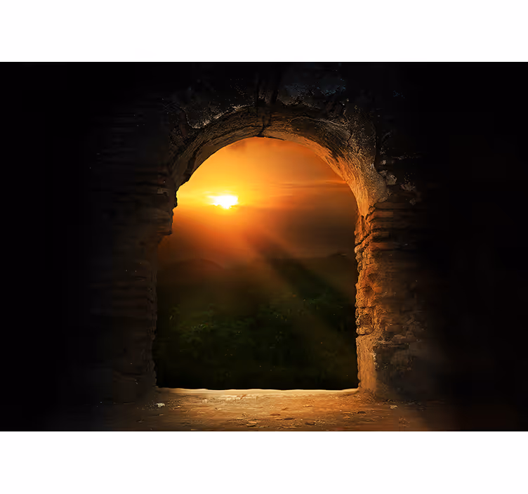 Window castle sunset 3D Wall Mural - TenStickers