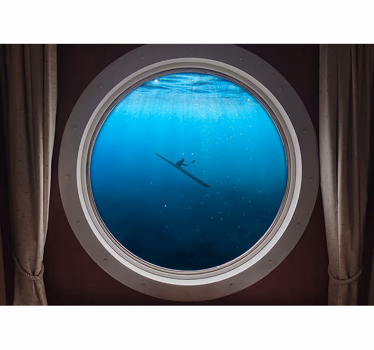 Ocean wall mural underwater kayaking scene - TenStickers