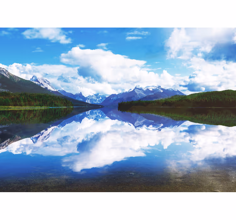 Tranquil Mountain Reflection landscape wall mural - TenStickers