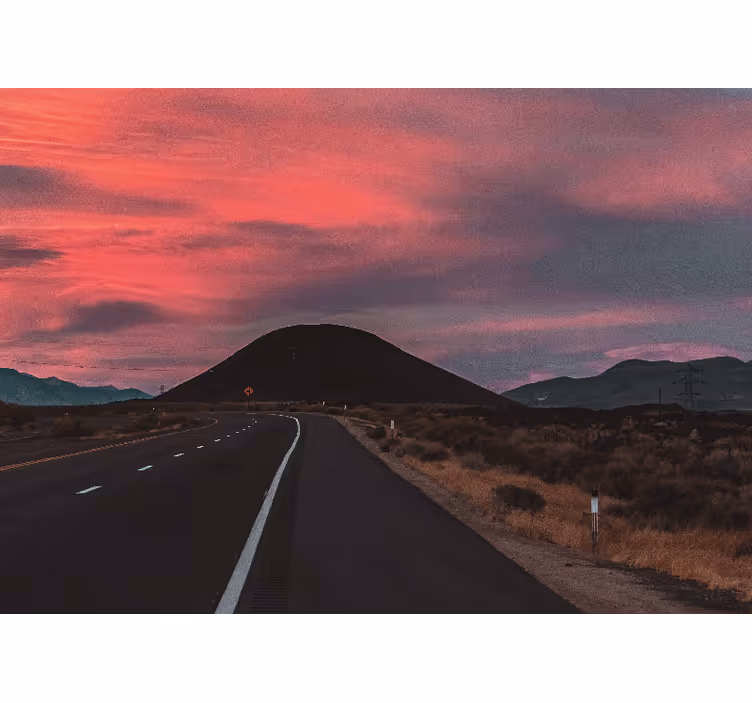 Desert sunset road landscape wall mural - TenStickers