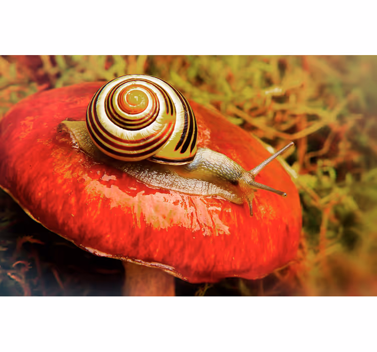 Animal wall mural snail on mushroom - TenStickers