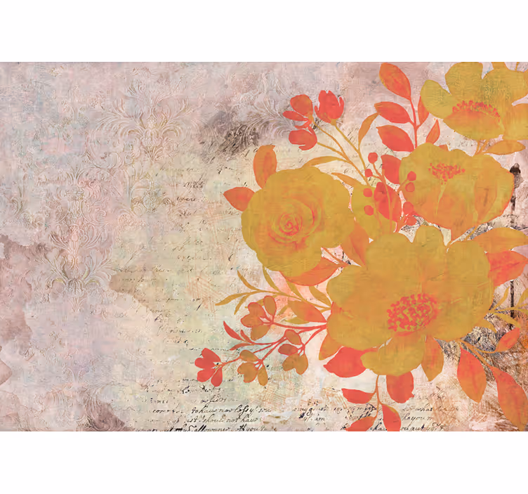 Flower wall mural yellow floral design - TenStickers