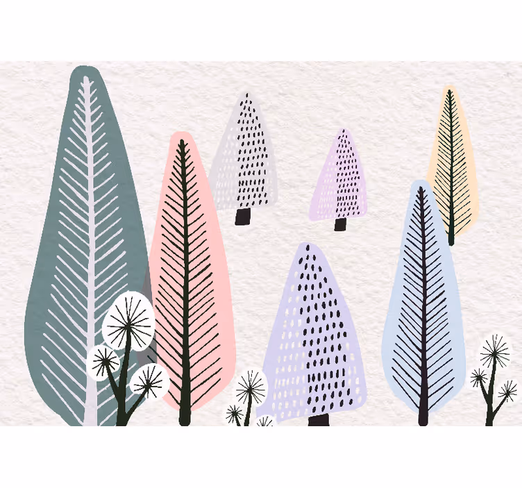 Tree wall mural with decorative leaf patterns - TenStickers