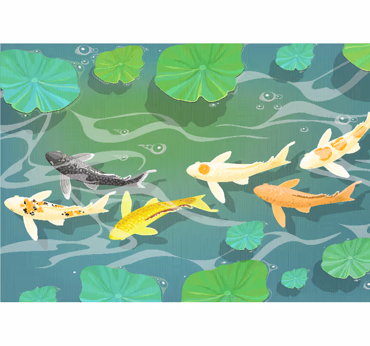 Animal wall mural koi fish pond - TenStickers