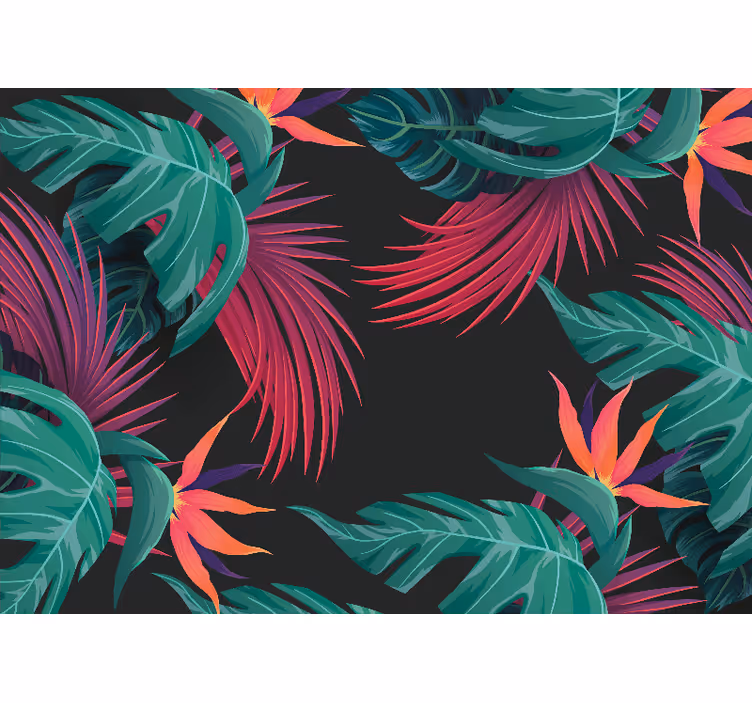 Nature wall mural tropical leaf arrangement - TenStickers