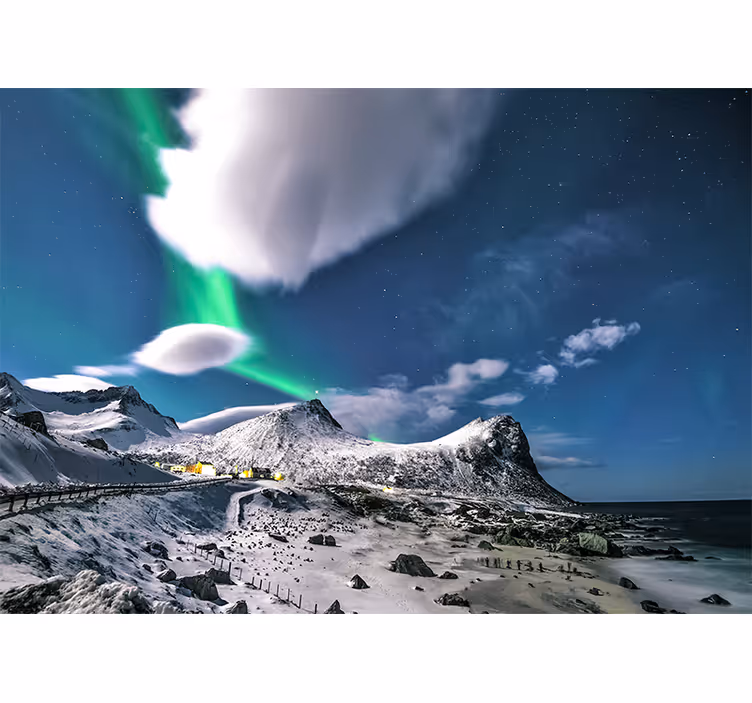 Landscape wall mural aurora borealis view - TenStickers