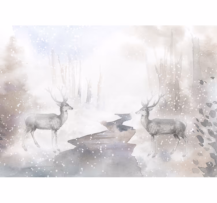 Animal wall mural majestic deer encounter - TenStickers