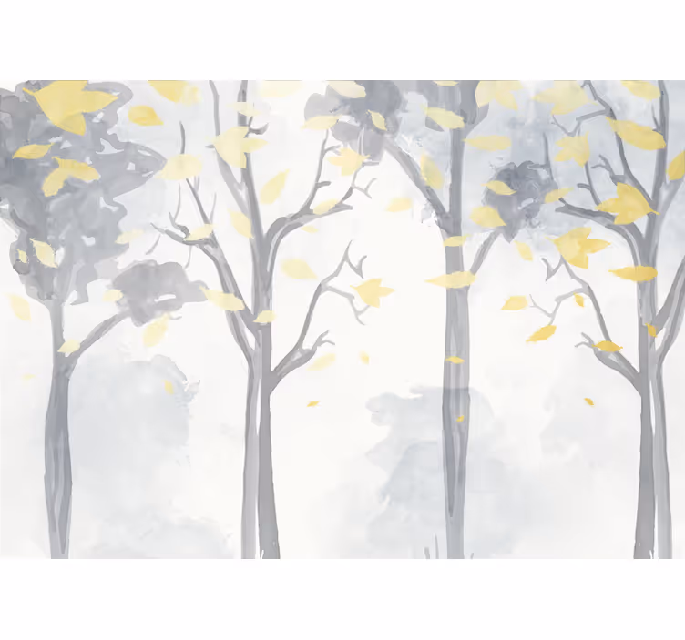 Tree wall mural autumn tree silhouettes - TenStickers