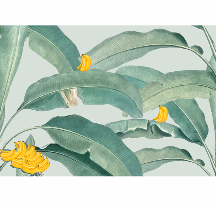Flower wall mural tropical banana leaves - TenStickers