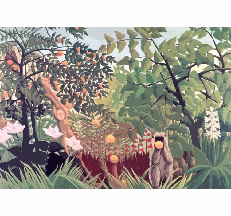 Tropical monkeys relaxing wall mural for master bedroom - TenStickers