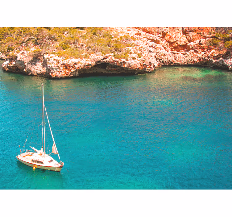 Ocean wall mural sailing boat at sea - TenStickers