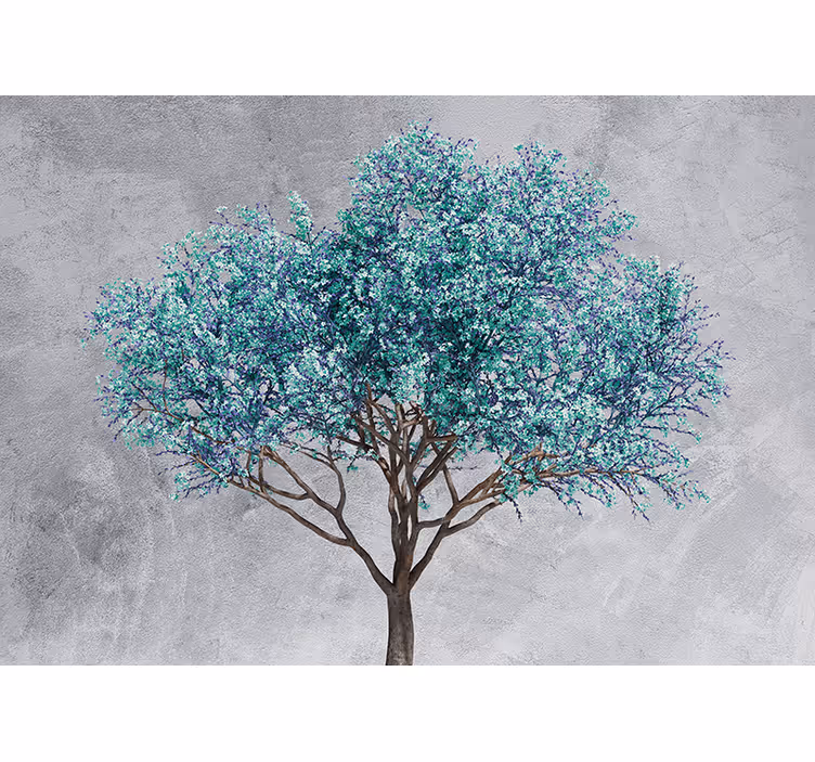 Tree wall mural stylized leafy tree - TenStickers