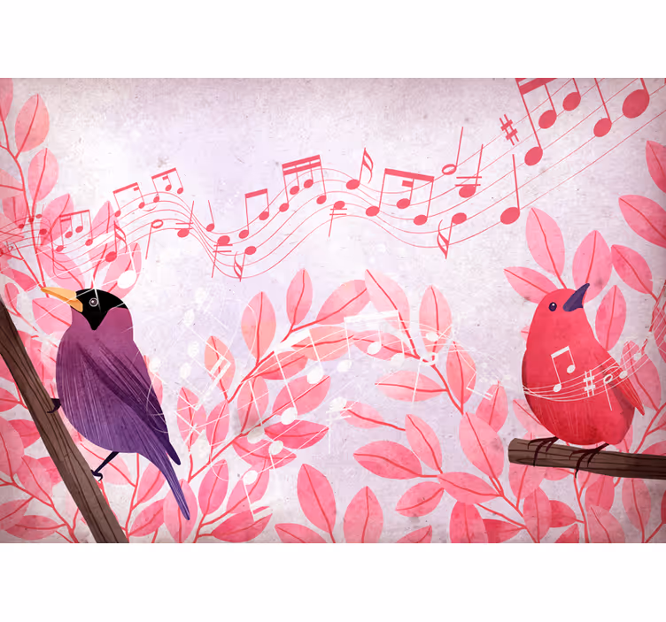 Animal wall mural musical birds chirping - TenStickers