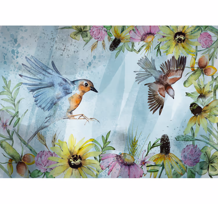 Watercolor Birds wall mural - TenStickers