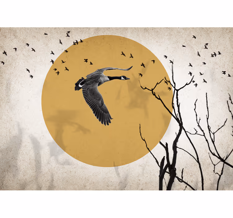 Animal wall mural flying goose silhouette - TenStickers