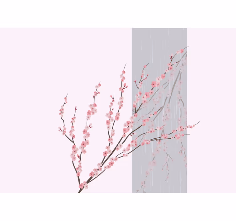 Flower wall mural gentle pink blossoms - TenStickers