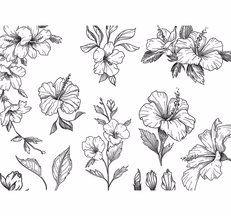 Flowers drawing wall mural - TenStickers
