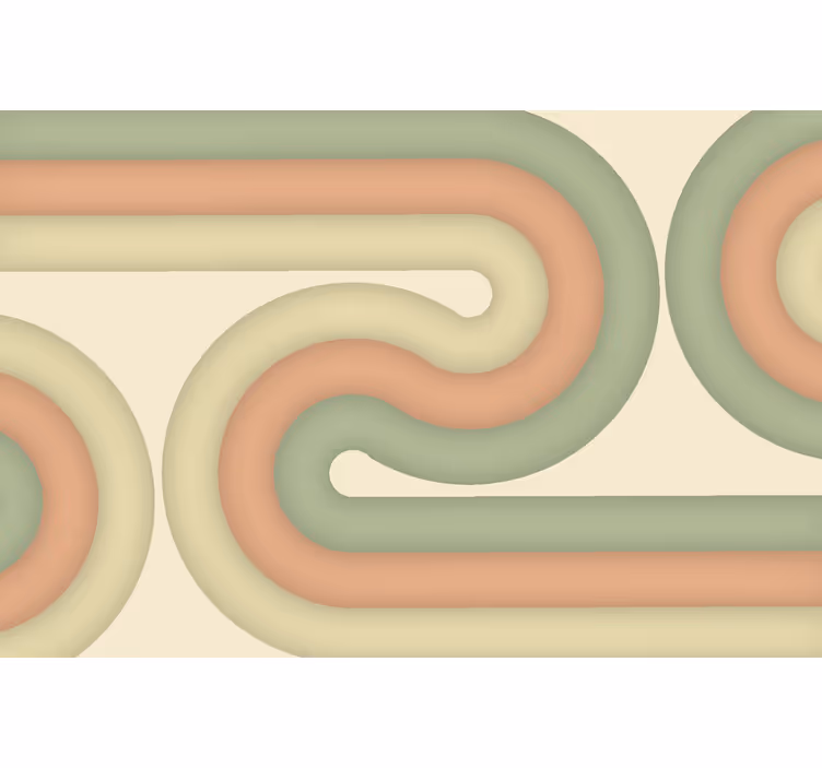Curved retro pattern living room wall mural - TenStickers