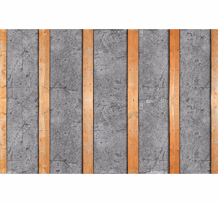 Wooden boards on concrete Wood Wall Mural - TenStickers