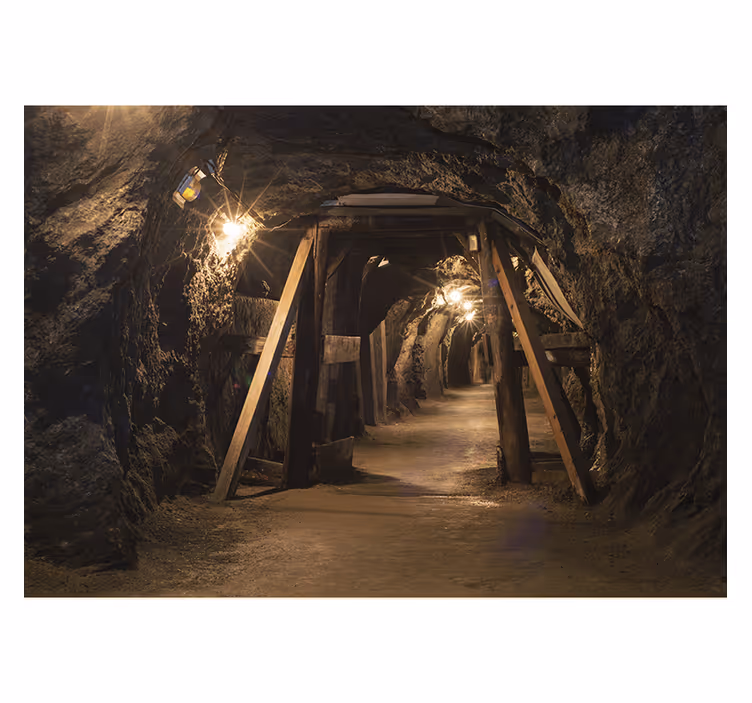 Old wooden gold mine picture wall mural - TenStickers