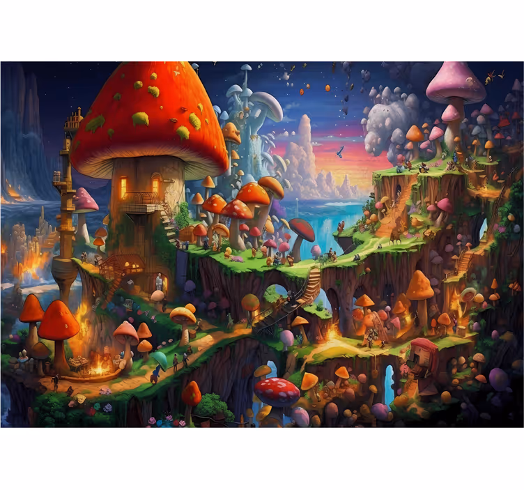 Mushroom world teenage wall mural - TenStickers