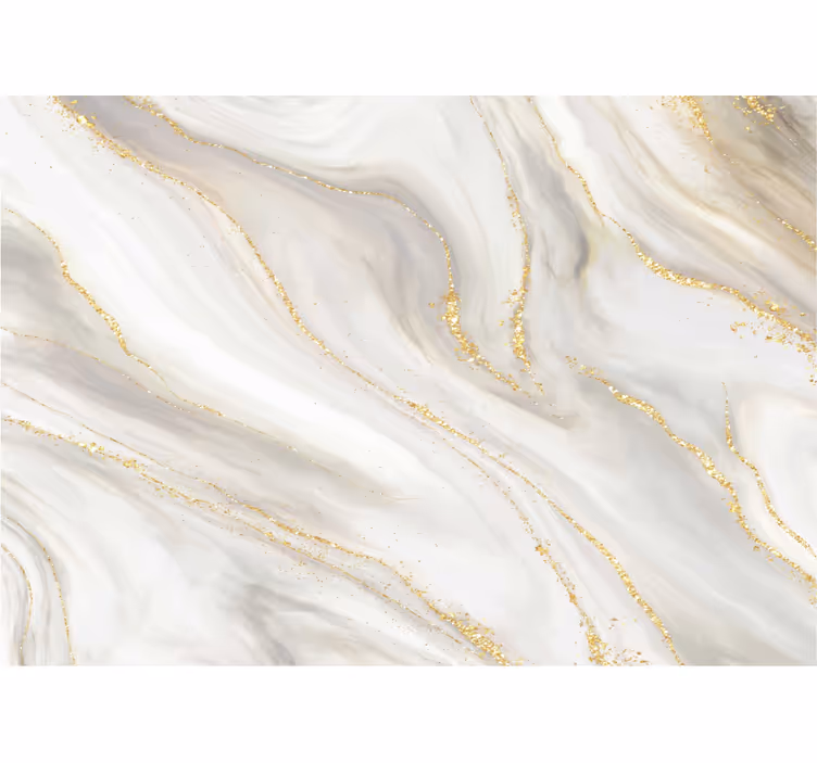 White And Gold Marble Bathroom Mural - TenStickers