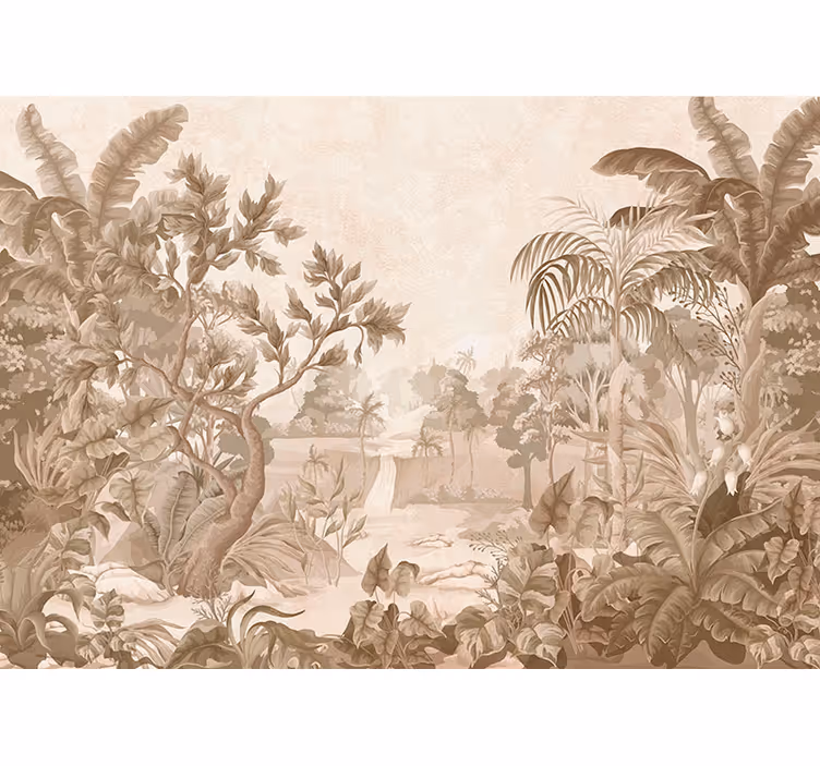 views of a tropical jungle panorama wall mural - TenStickers