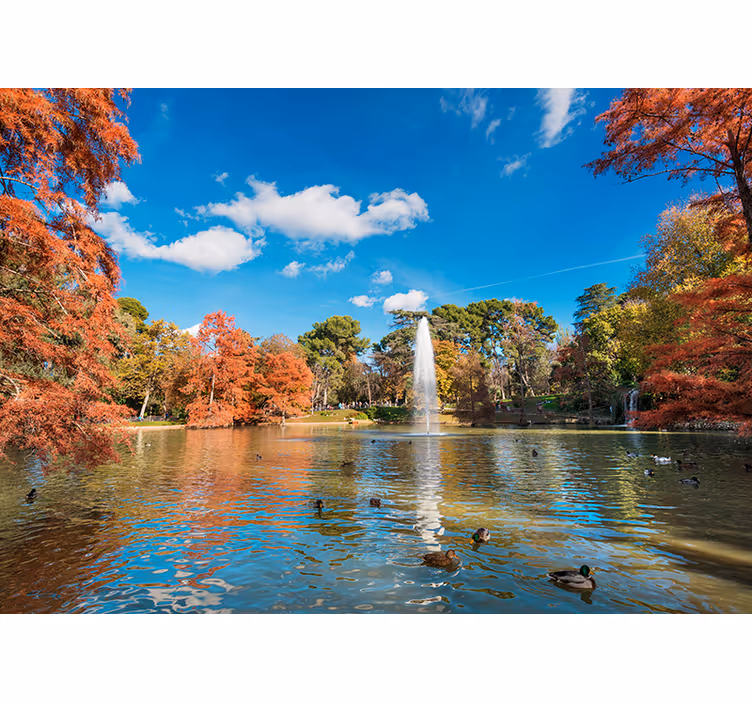 Fall Lakeside View lake wall mural - TenStickers