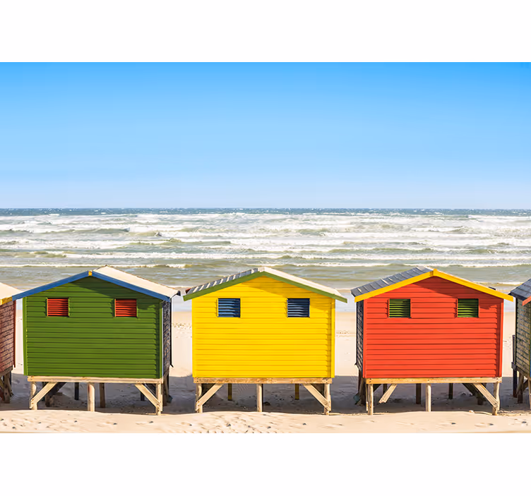 Beach Hut Panorama ocean wall mural - TenStickers