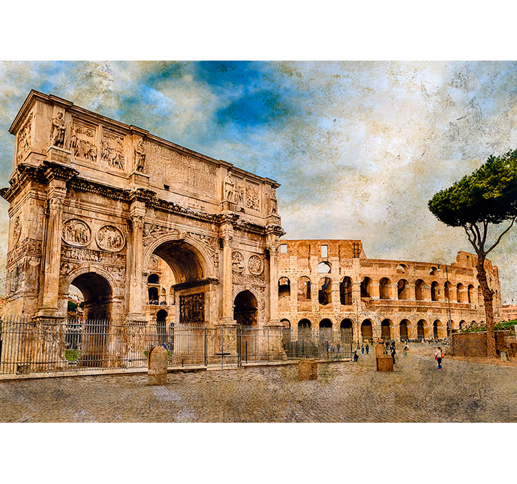 Historic Roman Monuments city wall mural - TenStickers
