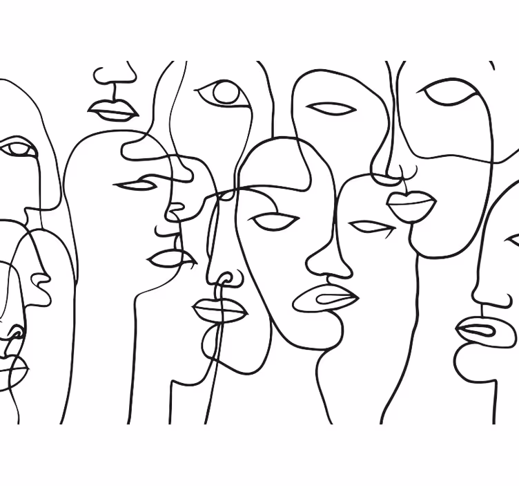 Faces pattern abstract wall mural - TenStickers